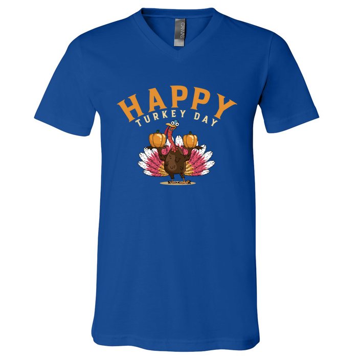 Funny Turkey Day Holiday Festive Dinner Happy Thanksgiving Cool Gift V-Neck T-Shirt