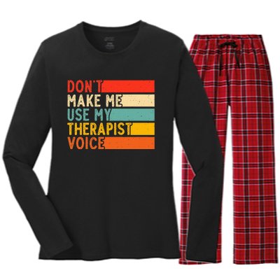 Funny Therapist Design For Therapist Women's Long Sleeve Flannel Pajama Set 