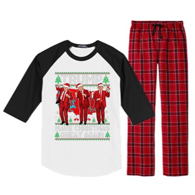 Funny Trump Dance Make Christmas Great Again Trump Christmas Raglan Sleeve Pajama Set