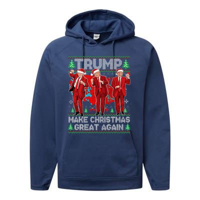 Funny Trump Dance Make Christmas Great Again Trump Christmas Performance Fleece Hoodie