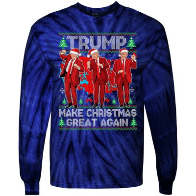 Funny Trump Dance Make Christmas Great Again Trump Christmas Tie-Dye Long Sleeve Shirt