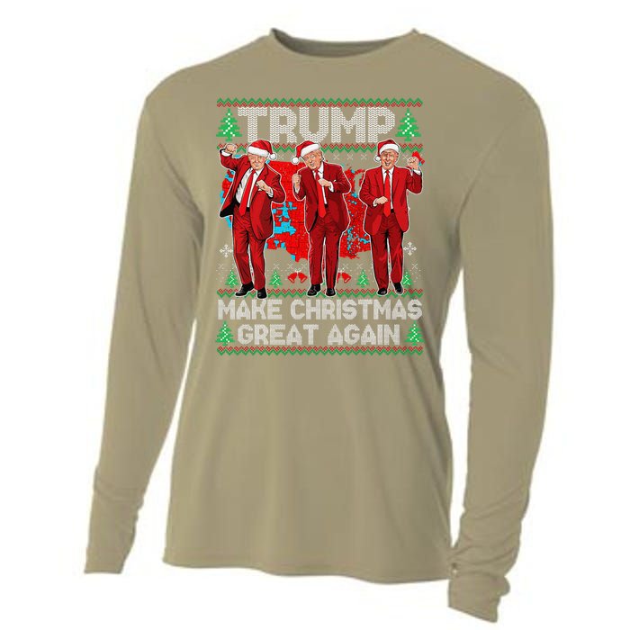 Funny Trump Dance Make Christmas Great Again Trump Christmas Cooling Performance Long Sleeve Crew