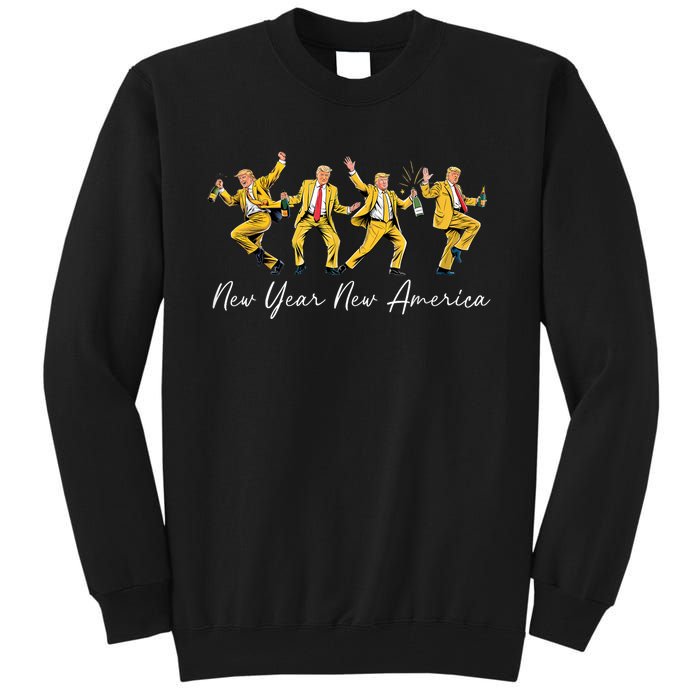 Funny Trump Dance New Year Eve Trump New Year Party 2025 Tall Sweatshirt