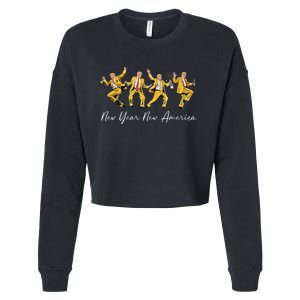 Funny Trump Dance New Year Eve Trump New Year Party 2025 Cropped Pullover Crew