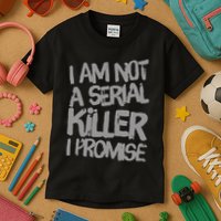 Funny Text Design Of I’M Not A Serial Killer I Promise Funny Kids T-Shirt