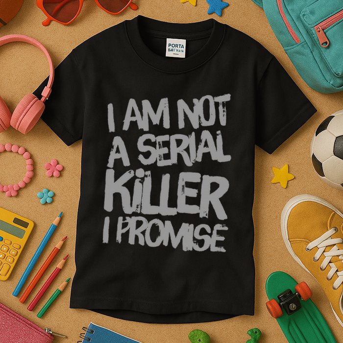 Funny Text Design Of I’M Not A Serial Killer I Promise Funny Kids T-Shirt