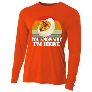 Funny Thanksgiving Deviled Eggs You Know Why IM Here Gift Cooling Performance Long Sleeve Crew