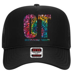 Funny Tie Dye Occupational Therapy Funny OT Month Assistant High Crown Mesh Back Trucker Hat