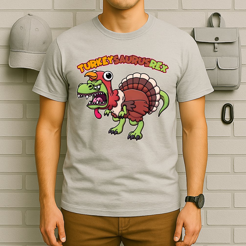 Funny Turkeysaurusrex Dinosaur In Turkey Costume T-Shirt