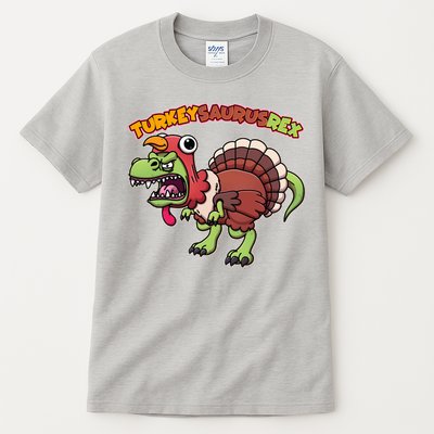 Funny Turkeysaurusrex Dinosaur In Turkey Costume Tall T-Shirt