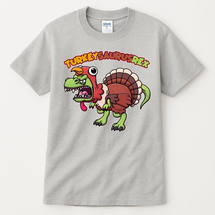 Funny Turkeysaurusrex Dinosaur In Turkey Costume Tall T-Shirt