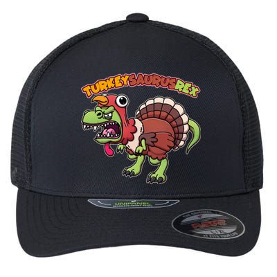 Funny Turkeysaurusrex Dinosaur In Turkey Costume Flexfit Unipanel Trucker Cap