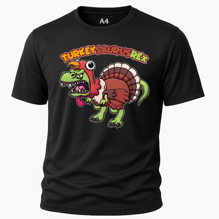 Funny Turkeysaurusrex Dinosaur In Turkey Costume Cooling Performance Crew T-Shirt