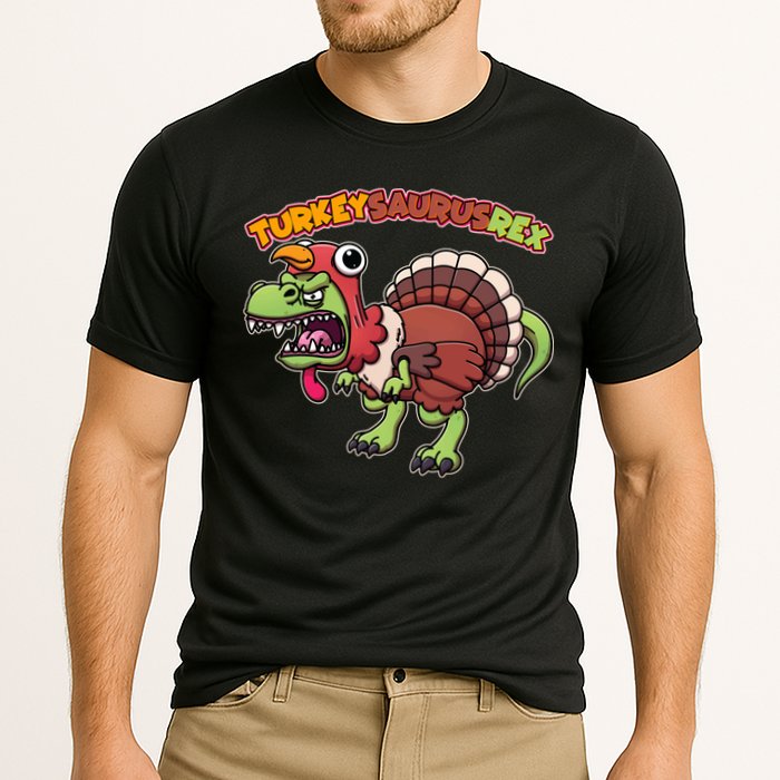 Funny Turkeysaurusrex Dinosaur In Turkey Costume Cooling Performance Crew T-Shirt