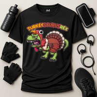 Funny Turkeysaurusrex Dinosaur In Turkey Costume Cooling Performance Crew T-Shirt