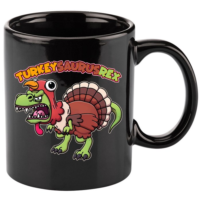 Funny Turkeysaurusrex Dinosaur In Turkey Costume 11oz C Handle Ceramic Mug