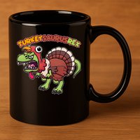 Funny Turkeysaurusrex Dinosaur In Turkey Costume 11oz C Handle Ceramic Mug