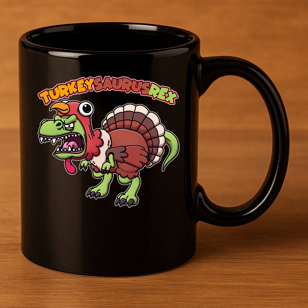Funny Turkeysaurusrex Dinosaur In Turkey Costume 11oz C Handle Ceramic Mug