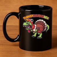 Funny Turkeysaurusrex Dinosaur In Turkey Costume 11oz C Handle Ceramic Mug