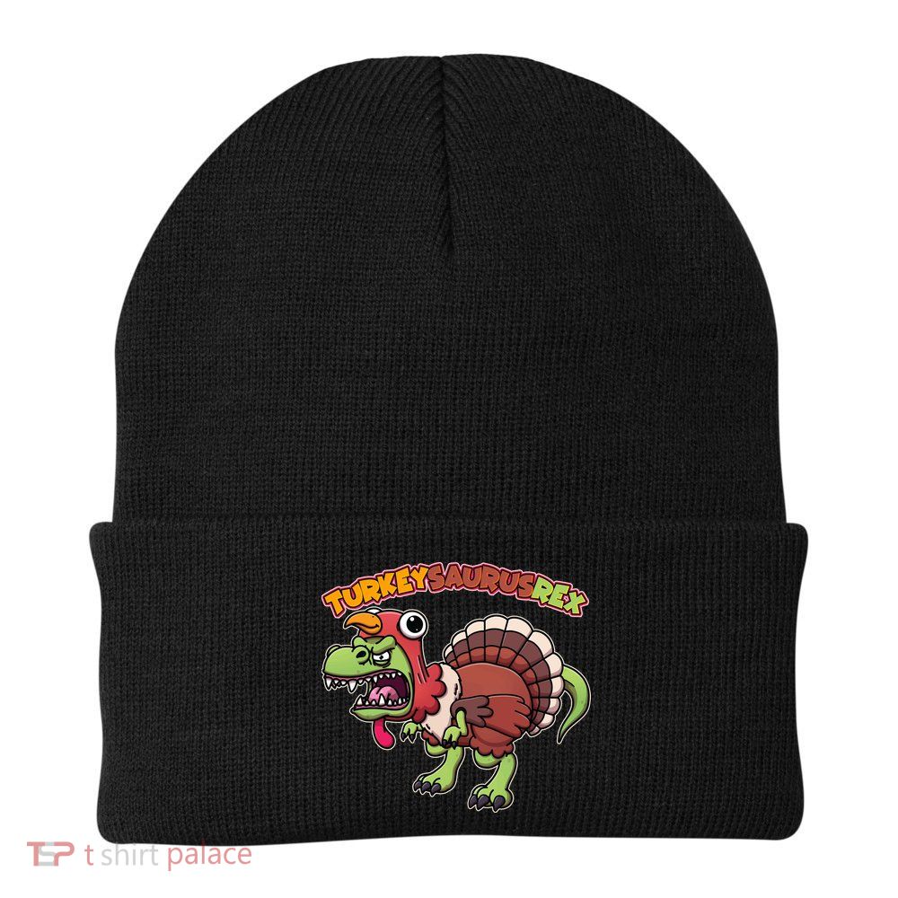 Funny Turkeysaurusrex Dinosaur In Turkey Costume Beanie