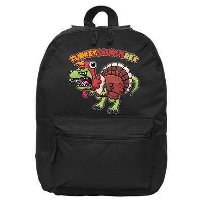 Funny Turkeysaurusrex Dinosaur In Turkey Costume 16 in Basic Backpack