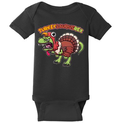 Funny Turkeysaurusrex Dinosaur In Turkey Costume Baby Bodysuit