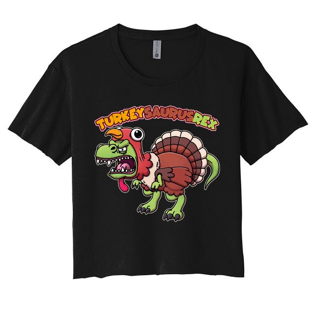 Funny Turkeysaurusrex Dinosaur In Turkey Costume Crop Top