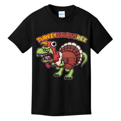 Funny Turkeysaurusrex Dinosaur In Turkey Costume Kids T-Shirt
