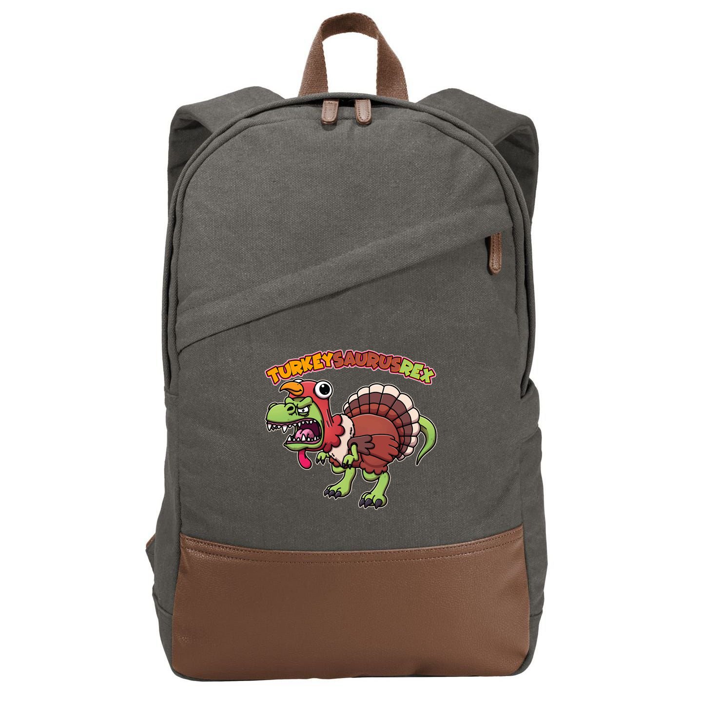 Funny Turkeysaurusrex Dinosaur In Turkey Costume Cotton Canvas Backpack