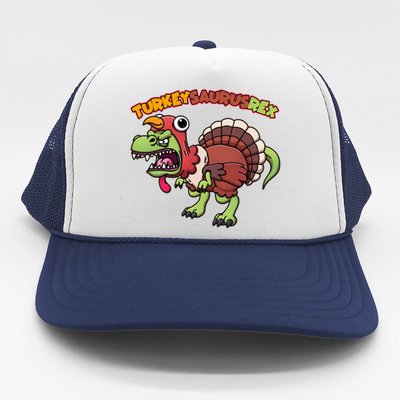 Funny Turkeysaurusrex Dinosaur In Turkey Costume Trucker Hat