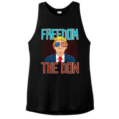 Freedom The Don 2024 4th Of July Funny Trump Election 2024 Ladies PosiCharge Tri-Blend Wicking Tank