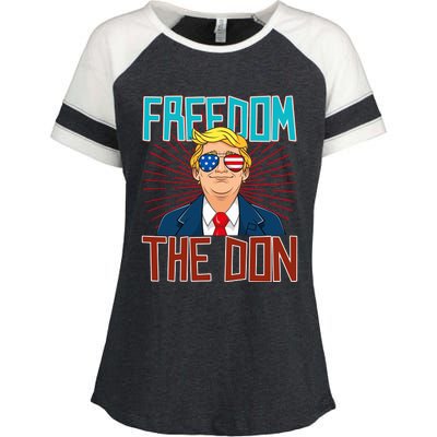 Freedom The Don 2024 4th Of July Funny Trump Election 2024 Enza Ladies Jersey Colorblock Tee