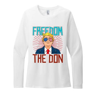 Freedom The Don 2024 4th Of July Funny Trump Election 2024 Womens CVC Long Sleeve Shirt