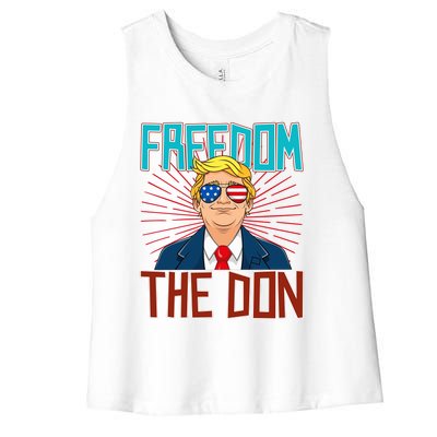 Freedom The Don 2024 4th Of July Funny Trump Election 2024 Women's Racerback Cropped Tank