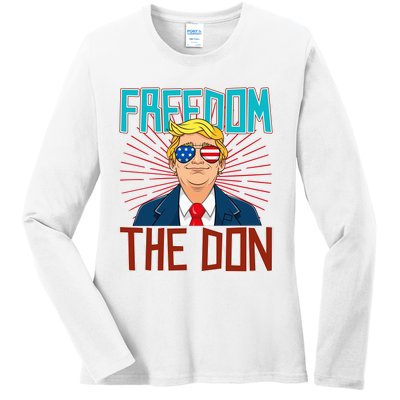 Freedom The Don 2024 4th Of July Funny Trump Election 2024 Ladies Long Sleeve Shirt