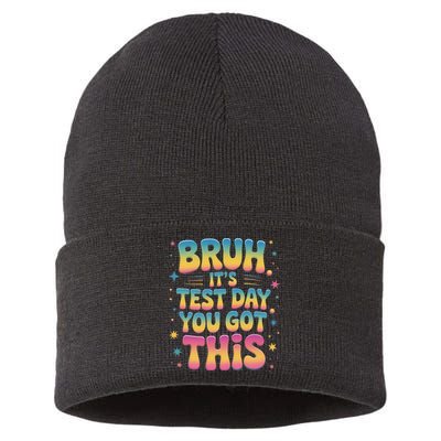 Funny Testing Day 2025 Quote Cool Test Day 2025 Teacher Sustainable Knit Beanie