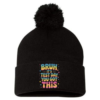Funny Testing Day 2025 Quote Cool Test Day 2025 Teacher Pom Pom 12in Knit Beanie