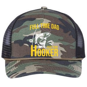 Full Time Dad Part Time Hooker Funny Fishing Gift Retro Rope Trucker Hat Cap