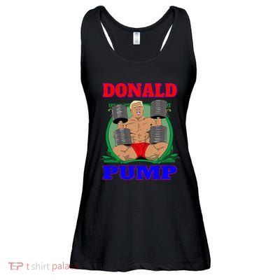 Funny Trump Donald Pump Gym Ladies Essential Flowy Tank
