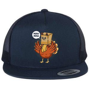 Funny Thanksgiving Day Fake Cat Turkey Meow Animal Farmer Flat Bill Trucker Hat