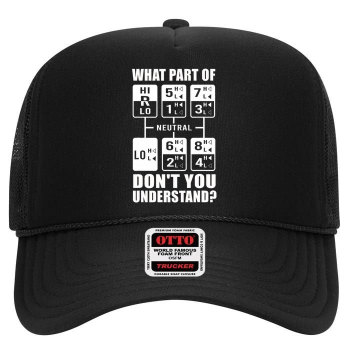 Funny Trucker Design Big Rig Trucker Truck Drive High Crown Mesh Back Trucker Hat