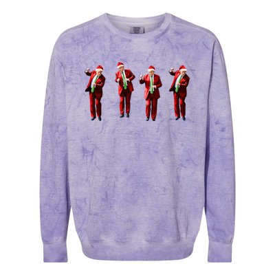 Funny Trump Dance Santa Claus Christmas Xmas Pajamas Holiday Colorblast Crewneck Sweatshirt