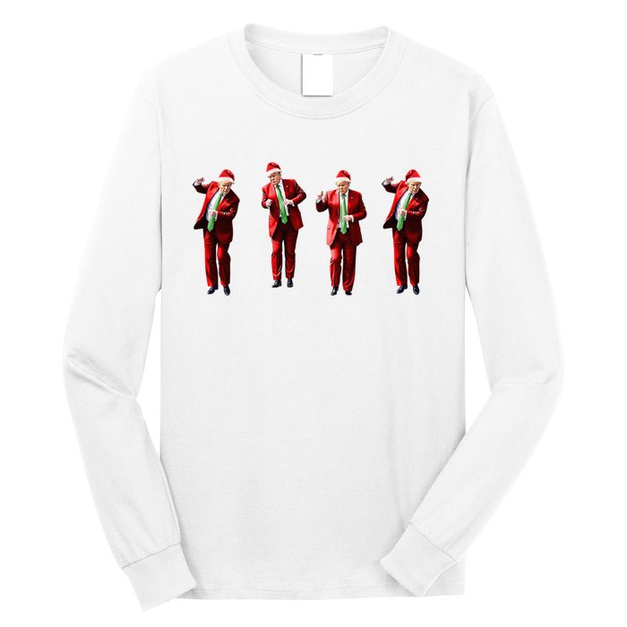 Funny Trump Dance Santa Claus Christmas Xmas Pajamas Holiday Long Sleeve Shirt