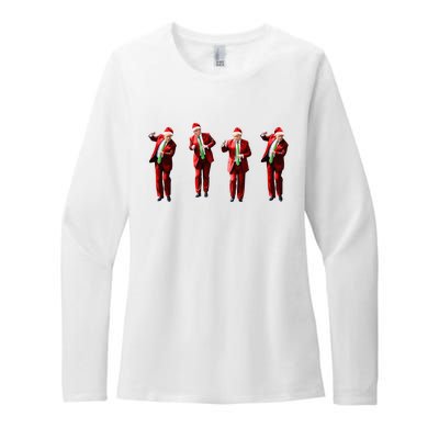 Funny Trump Dance Santa Claus Christmas Xmas Pajamas Holiday Womens CVC Long Sleeve Shirt