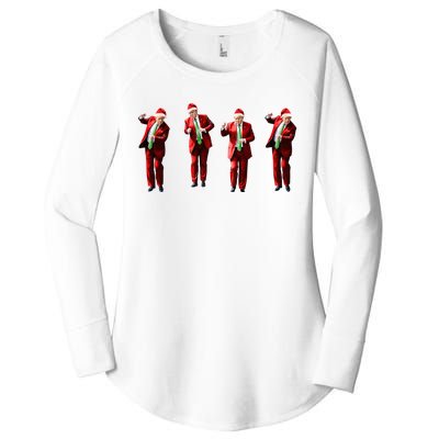 Funny Trump Dance Santa Claus Christmas Xmas Pajamas Holiday Women's Perfect Tri Tunic Long Sleeve Shirt