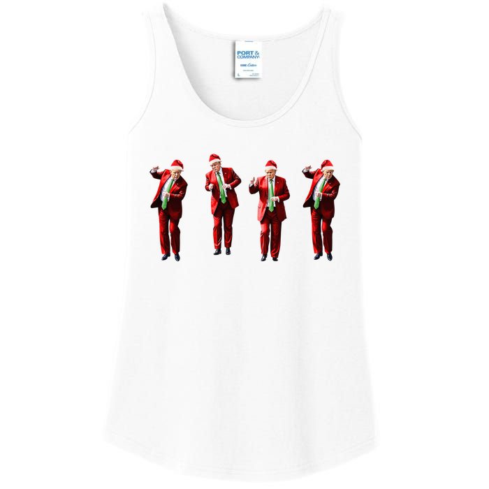 Funny Trump Dance Santa Claus Christmas Xmas Pajamas Holiday Ladies Essential Tank