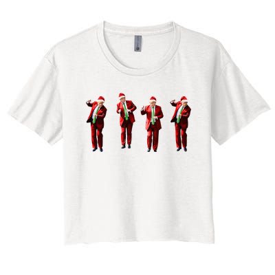 Funny Trump Dance Santa Claus Christmas Xmas Pajamas Holiday Women's Crop Top Tee