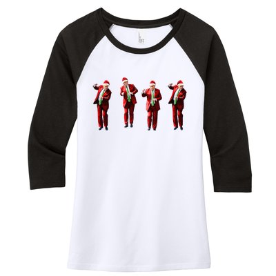 Funny Trump Dance Santa Claus Christmas Xmas Pajamas Holiday Women's Tri-Blend 3/4-Sleeve Raglan Shirt