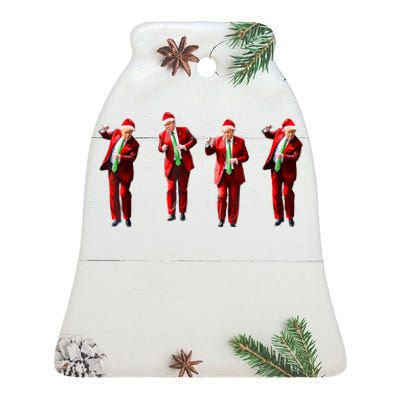 Funny Trump Dance Santa Claus Christmas Xmas Pajamas Holiday Ceramic Bell Ornament