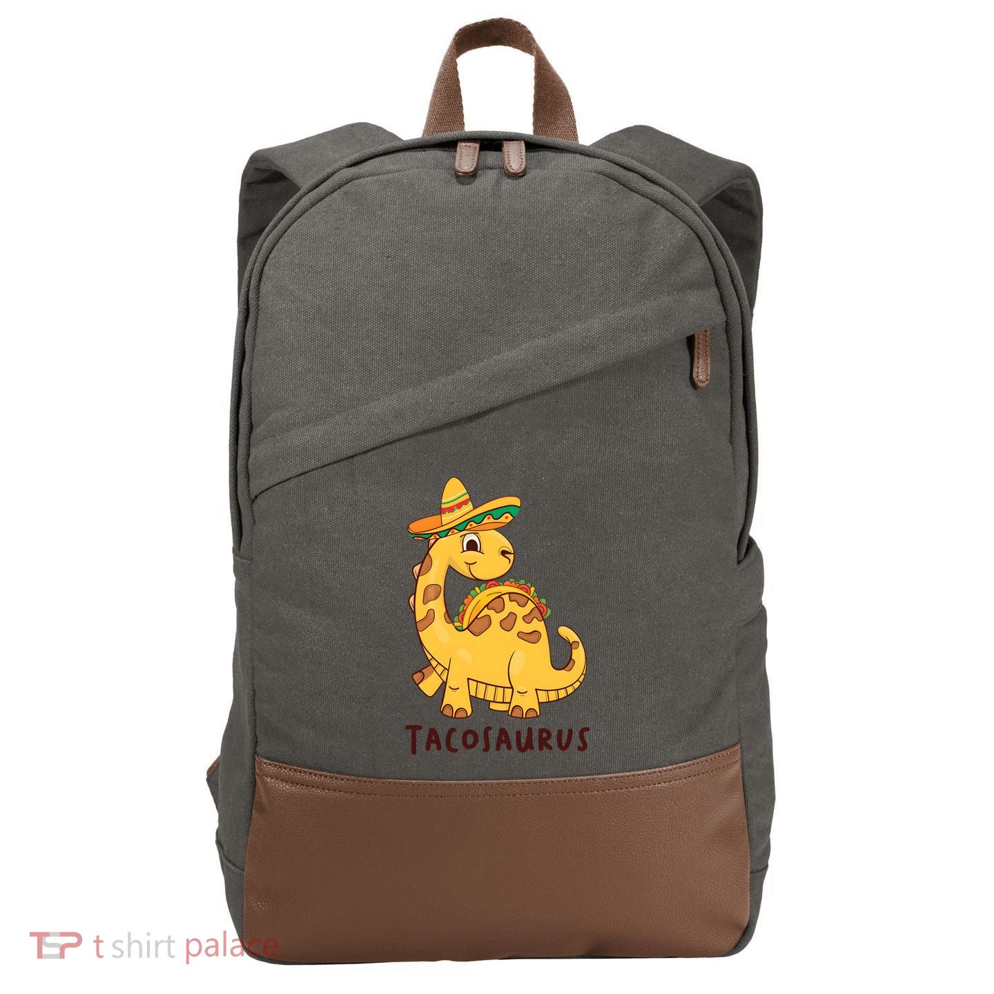 Funny Taco Dinosaur Tacosaurus Cinco De Mayo Cotton Canvas Backpack